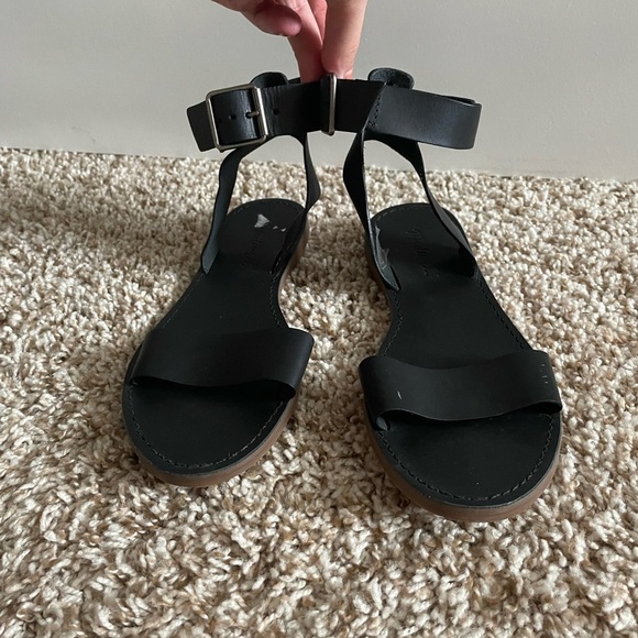 Madewell The Boardwalk Ankle-Strap Sandal Size 7.5 Black Leather - Picture 4 of 9